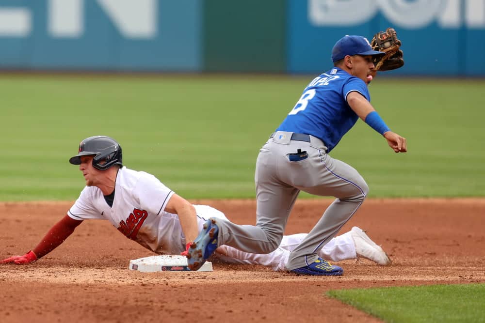 Guardians Player Attempts Steal for NRFI