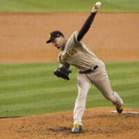 Blake Snell of Padres pitches baseball