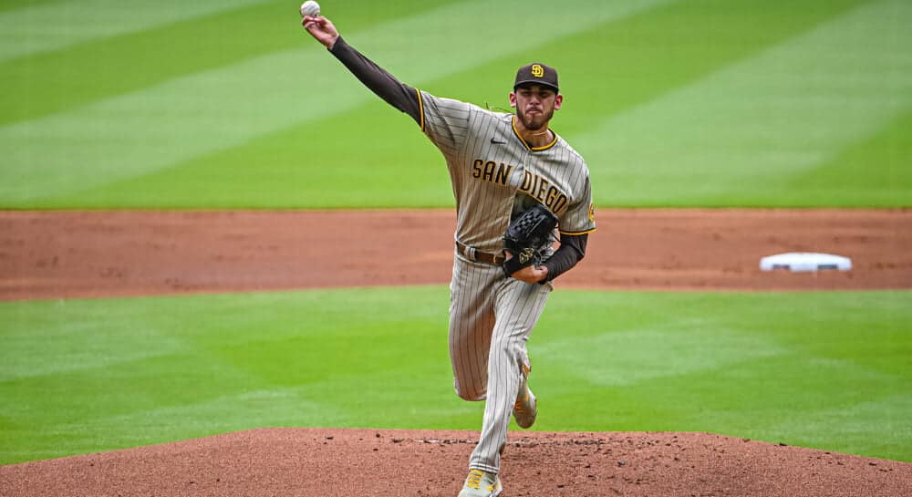 Joe Musgrove of Padres pitches baseball