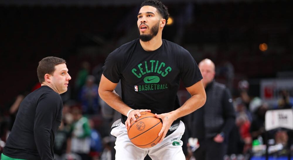 Jayson Tatum of Celtics attempts to pass NBA Player Prop Parlay for February 25, 2025
