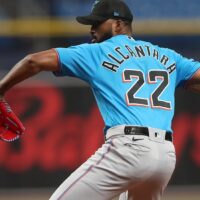 Sandy Alcantara of Marlins pitches to a NRFI - August 25, 2025