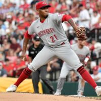 Hunter Greene of Reds pitches baseball