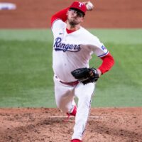 Dane Dunning of Rangers pitches baseball