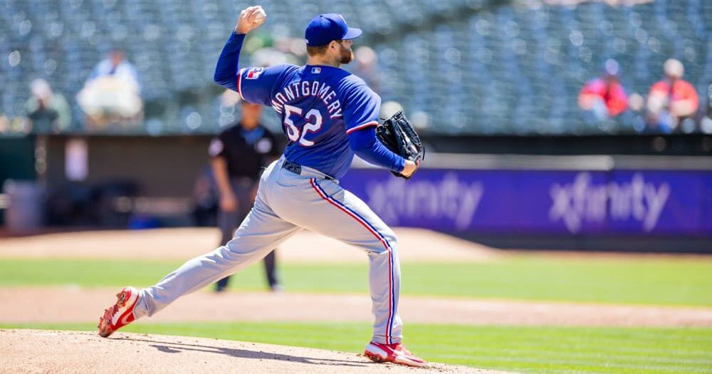 Jordan Montgomery pitches MLB baseball for Rangers