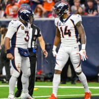 Courtland Sutton celebrates after hitting anytime touchdown scorer
