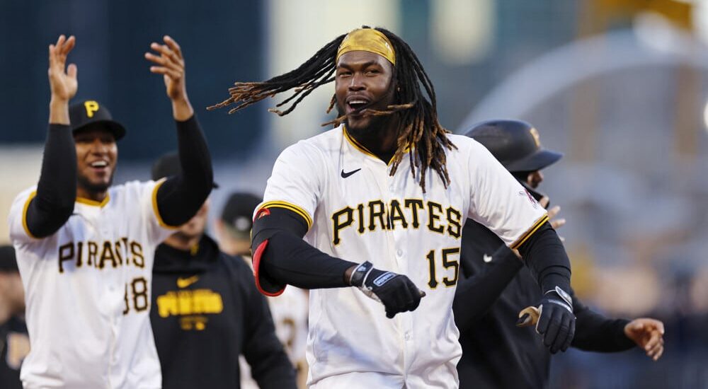 Oneil Cruz celebrates a home run props bet