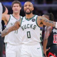 Damian Lillard attempts to hit NBA player props 1/10/25