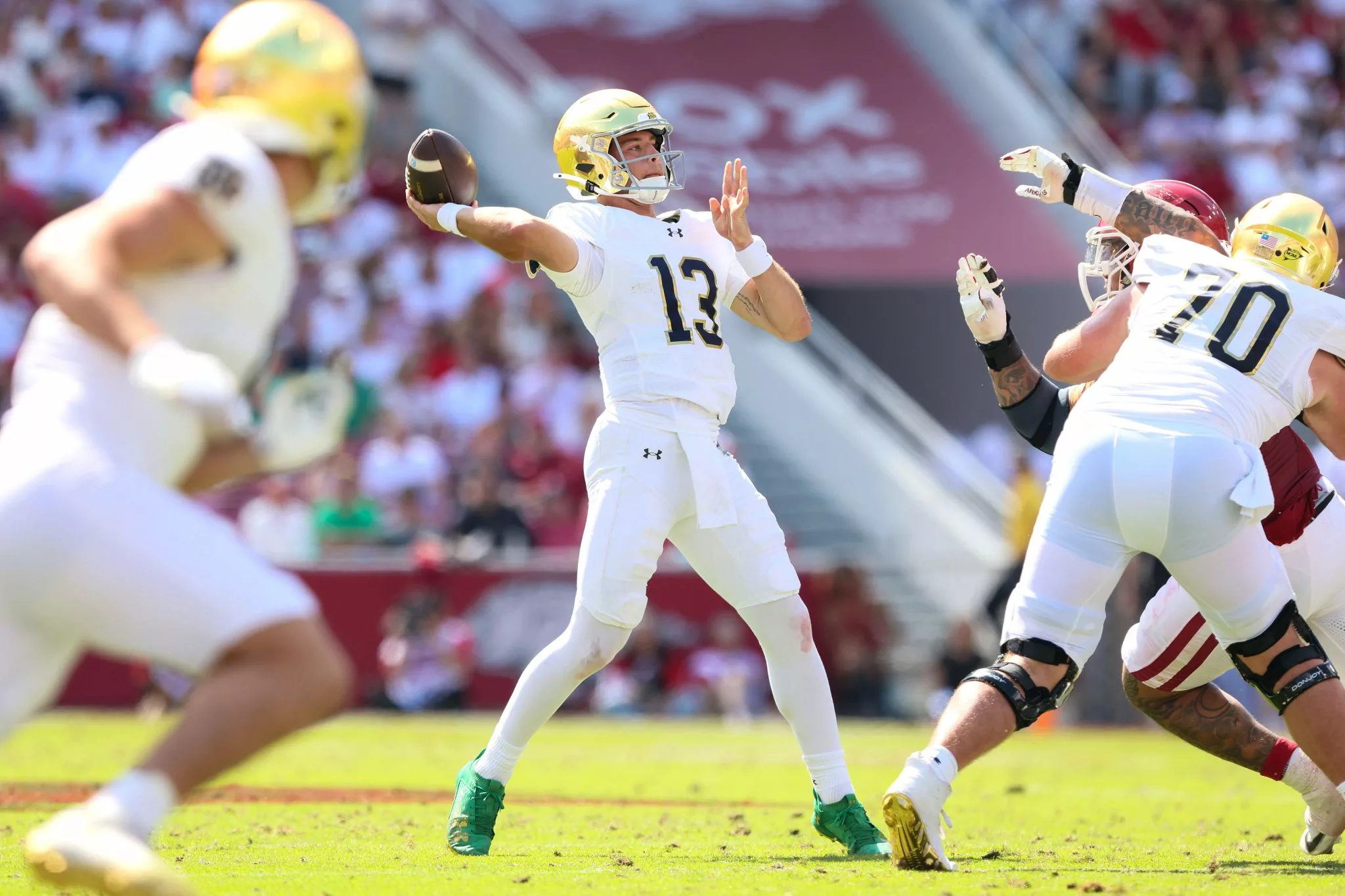 CJ Carr looks to lead the Irish over the Broncos