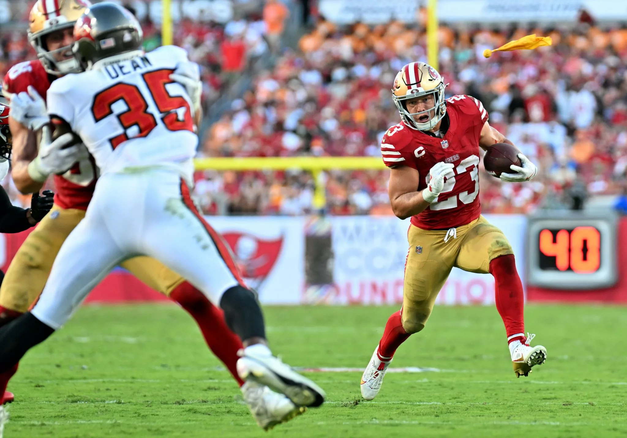 Christian McCaffrey looks to lead the Niners over the Falcons