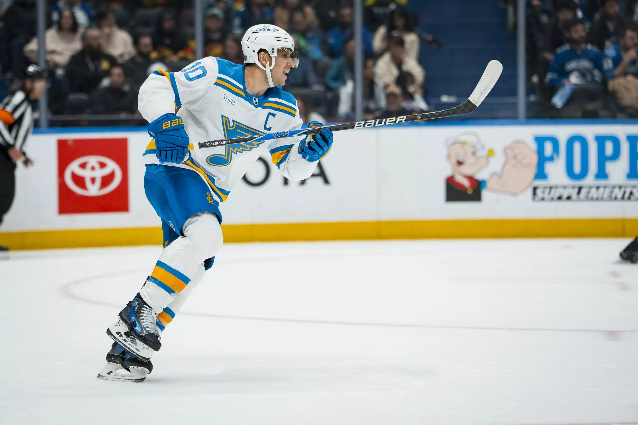 Brayden Schenn looks to lead the Blues over the Mammoth