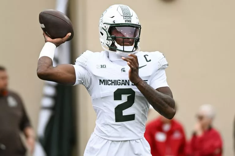 Aidan Chiles looks to lead the Spartans over the Wolverines
