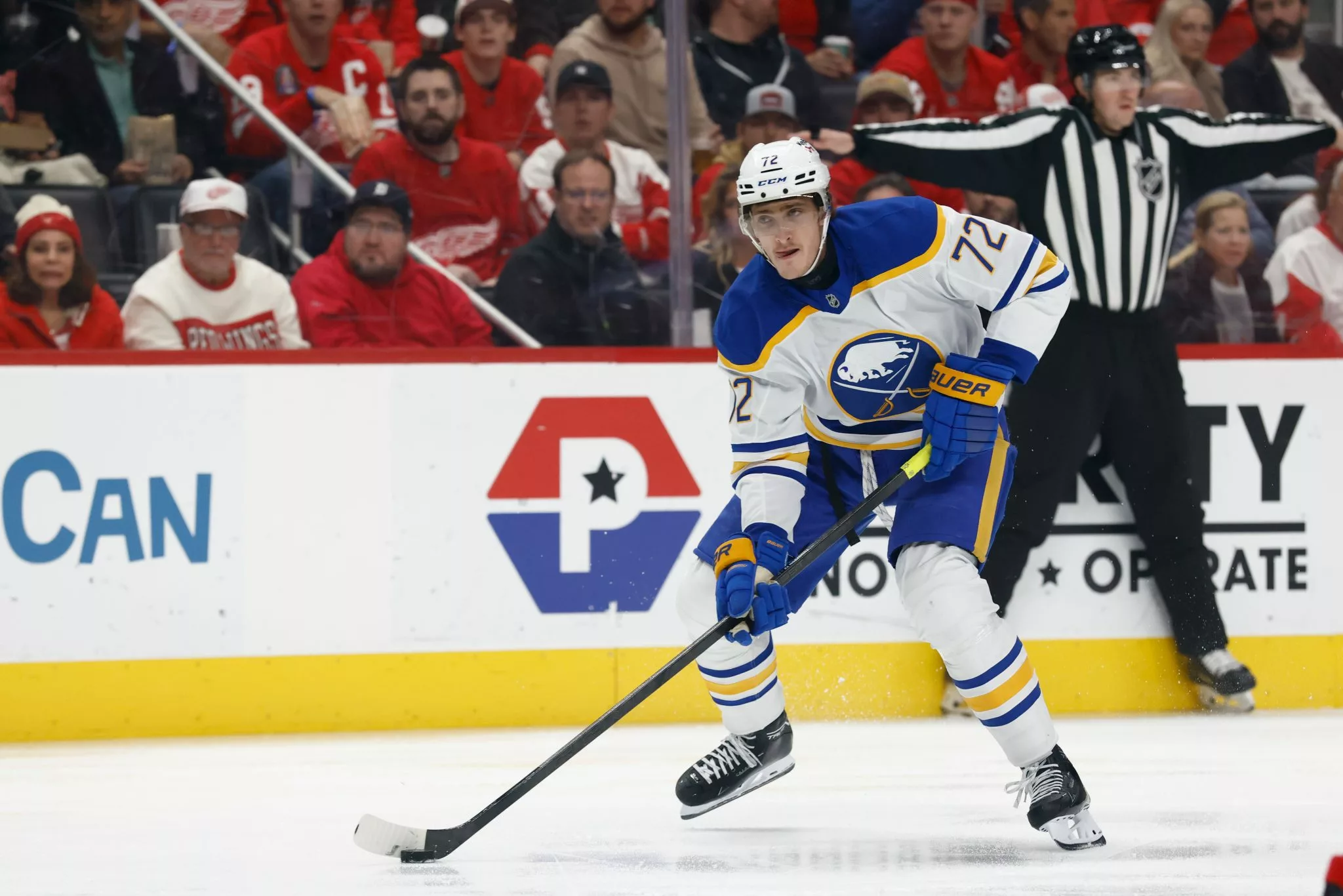 Tage Thompson looks to lead the Sabres over the Flames